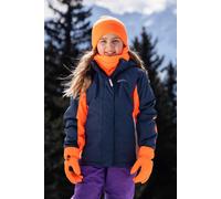 Mountain Warehouse Honey Kids Ski Jacket - Snowproof, Fleece Lined Snow Coat with Hood - Boys and Girls Winter Warm Skiing, Snowboarding & Outdoors Black Iris Navy Kids Size 7-8 Years