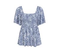 Mountain Warehouse 'Hydra' Womens Shirred Top Comfy Everyday Summer Ladies Tee Dark Blue Cotton - Size 10 UK
