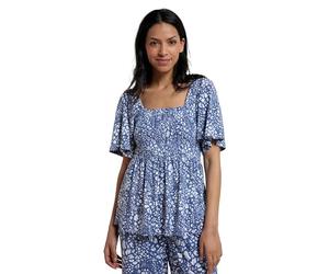 Mountain Warehouse Hydra Womens Shirred Top - Lightweight & Comfortable Ladies Tee Shirt, Soft to Touch - Autumn, Winter Outdoors, Holiday, Walking, Hiking Dark Blue Women's Size 12