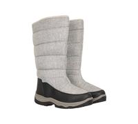 Mountain Warehouse Icey Womens Long Snow Boots - Water Resistant, Snowproof & Warm Shoes with Sherpa Fleece Lined - for Winter, Walking & Outdoors Light Grey Adult Shoe Size 4