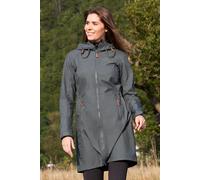 Mountain Warehouse Iona Womens Longline Softshell - Water-resistant Rain Jacket with Adjustable Hood - Best for Spring Summer, Walking, Outdoors, Hiking & Trekking Dark Green Women's Size 10