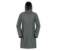 Mountain Warehouse Iona Womens Longline Softshell - Water-resistant Rain Jacket with Adjustable Hood - Best for Spring Summer, Walking, Outdoors, Hiking & Trekking Dark Green Women's Size 14