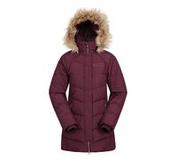 Mountain Warehouse Isla II Womens Down Jacket - Water Resistant Puffer Coat with Faux Fur Trim Hood, Zipped Pockets & Thermal Tested -35 °C - for Winter & Outdoors Purple Women's Size 10