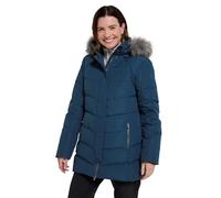 Mountain Warehouse Isla II Womens Down Jacket - Water Resistant Puffer Coat with Faux Fur Trim Hood, Zipped Pockets & Thermal Tested -35 °C - For Winter & Outdoors Blue Women's Size 8