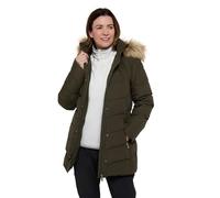 Mountain Warehouse Isla II Womens Long Down Jacket | Ladies Water Resistant Puffer Coat with Faux Fur Trim Hood, Warm & Comfy Thermal Tested -35 °C with Zipped Pockets for Winter