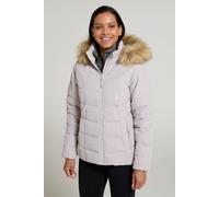 Mountain Warehouse 'Isla' Womens Short Extreme Down Jacket Water Resistant Warm Parka Winter Coat Ecru - Size 10 UK
