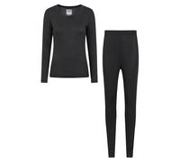 Mountain Warehouse Keep The Heat Isotherm Womens Round Neck Top -Lightweight Ladies Baselayer, Breathable Underlayer, Warm -Best for Winter, Skiing, Snowboarding Black (Set) Women's Size 20