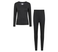 Mountain Warehouse Keep The Heat Isotherm Womens Round Neck Top -Lightweight Ladies Baselayer, Breathable Underlayer, Warm -Best for Winter, Skiing, Snowboarding Black (Set) Women's Size 16
