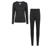 Mountain Warehouse Keep The Heat Isotherm Womens Round Neck Top -Lightweight Ladies Baselayer, Breathable Underlayer, Warm -Best for Winter, Skiing, Snowboarding Black (Set) Women's Size 18