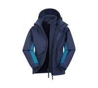 Mountain Warehouse Cannonball Kids 3 in 1 Waterproof Jacket - Breathable Triclimate Rain Jacket, Taped Seams Kids Coat, Detachable Hood - Kids Coat for Walking Navy (01) Kids Size 7-8 Years