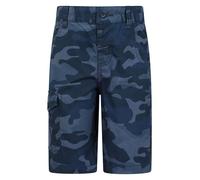 Mountain Warehouse Kids Camo Cargo Shorts - 100% Cotton Shorts, Lightweight Short Trousers, Pockets, Easy Care Camo Pants - for Camping, Hiking & Travelling Navy (Camo) Kids Size 9-10 Years