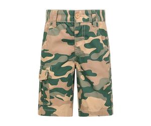 Mountain Warehouse Kids Camo Cargo Shorts - 100% Cotton Shorts, Lightweight Short Trousers, Pockets, Easy Care Camo Pants - Spring Summer, Camping, Travelling Light Beige (Camo) Kids Size 7-8 Years