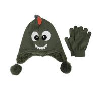 Mountain Warehouse Kids Dragon Faux Fur Lined Hat And Gloves Set - Green - Green - One Size