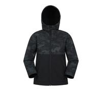 Mountain Warehouse Kids Exodus Camouflage Soft Shell Jacket - Black - 9-10 Years - Black - 94% Polyester/6% Elastane