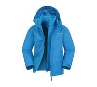 Mountain Warehouse Fell Kids 3 in 1 Jacket - Water-Resistant Triclimate Raincoat, Detachable Inner Coat & Packaway Hood - For Walking, Hiking & Outdoors Cobalt Kids Size 5-6 Years
