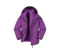 Mountain Warehouse Fell Kids 3 in 1 Jacket - Water-Resistant Triclimate Raincoat, Detachable Inner Coat & Packaway Hood - For Walking, Hiking & Outdoors Dark Purple Teen Size 13 Years