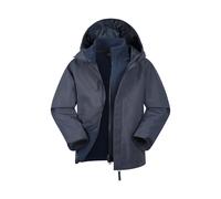 Mountain Warehouse Fell Kids 3 in 1 Jacket - Water-Resistant Triclimate Raincoat, Detachable Inner Coat & Packaway Hood - Spring Summer, Walking, Hiking & Outdoors Navy Kids Size 2-3 Years