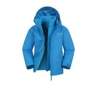 Mountain Warehouse Fell Kids 3 in 1 Jacket - Water-Resistant Triclimate Raincoat, Detachable Inner Coat & Packaway Hood - Spring Summer, Walking, Hiking & Outdoors Bright Blue Kids Size 7-8 Years