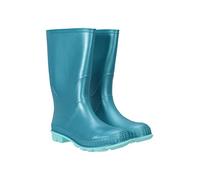 Mountain Warehouse Kids Flat Wellies - Rubber Boots with Durable Sole, PVC Rain Boots, Soft Fabric Lining - for School, Hiking and Outdoor, Green Turquoise, 29 EU