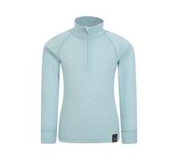 Mountain Warehouse Kids Merino Half-Zip Top - Antibacterial, Lightweight, Breathable & Moisture Wicking for Boys & Girls - Spring Summer, Camping & Outdoors Pale Blue Kids Size 3-4 Years