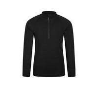 Mountain Warehouse Kids Merino Half-Zip Top - Antibacterial, Lightweight, Breathable & Moisture Wicking for Boys & Girls - Spring Summer, Camping & Outdoors Black Kids Size 7-8 Years