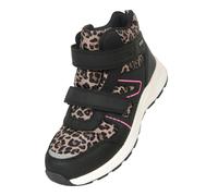 Mountain Warehouse Kids Jupiter Adaptive Leopard Print Walking Boots - Black/Pink - 4 UK - Black/Pink