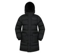 Mountain Warehouse Snow Kids Water Resistant Longline Padded Jacket- Fleece Lined Puffer Coat with Detachable Hood, Boys & Girls - for Winter & Outdoors Black Teen Size 13 Years