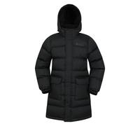Mountain Warehouse Snow Kids Water Resistant Longline Padded Jacket- Fleece Lined Puffer Coat with Detachable Hood, Boys & Girls - for Winter & Outdoors Black Teen Size 13 Years