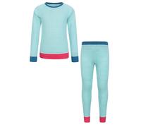 Mountain Warehouse Kids Merino Colour Block Set - Lightweight, Breathable & Moisture Wicking for Boys & Girls - Best for Autumn Winter, Travel, Camping & Outdoors Mint - Unicorn Kids Size 11-12 Years