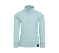 Mountain Warehouse Kids Merino Half-Zip Top - Antibacterial, Lightweight, Breathable & Moisture Wicking for Boys & Girls - Spring Summer, Camping & Outdoors Pale Blue Kids Size 9-10 Years