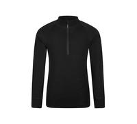 Mountain Warehouse Kids Merino Half-Zip Top - Antibacterial, Lightweight, Breathable & Moisture Wicking for Boys & Girls - Spring Summer, Camping & Outdoors Black Kids Size 9-10 Years