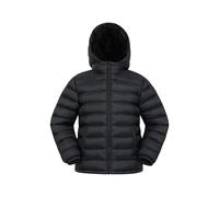Mountain Warehouse Seasons Fur-Lined Kids Padded Jacket - Lightweight, Warm & Water-resistant Puffer Coat, Boys & Girls - For Autumn Winter, School & Outdoors Black Kids Size 3-4 Years