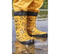 Mountain Warehouse Pattern Winter Junior Wellies - Lightweight Rain Shoes, Easy Clean Kids Wellington Boots, Rubber Outsole - Childrens Footwear for Walking Yellow Toddler Shoe Size 7