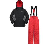 Mountain Warehouse Kids Ski Jacket & Trousers Set - Snowproof Ski Outfit, Front Pockets, Fleece Lined Skiwear, Integrated Snowskirt - Best for Winter Snowboarding Jet Black (01) Kids Size 5-6 Years