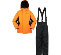 Mountain Warehouse Kids Ski Jacket & Trousers Set - Snowproof Ski Outfit, Front Pockets, Fleece Lined Skiwear, Integrated Snowskirt - Best for Winter Snowboarding Orange (01) Kids Size 5-6 Years