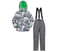 Mountain Warehouse Kids Ski Jacket & Trousers Set - Snowproof Ski Outfit, Front Pockets, Fleece Lined Skiwear, Integrated Snowskirt - Best for Winter Snowboarding Grey Kids Size 11-12 Years