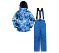 Mountain Warehouse Kids Ski Jacket & Trousers Set - Snowproof Ski Outfit, Front Pockets, Fleece Lined Skiwear, Integrated Snowskirt - Best for Winter Snowboarding Blue 2-3 Years