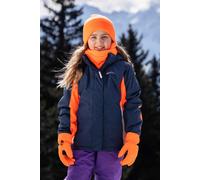 Mountain Warehouse Honey Kids Ski Jacket - Snowproof, Fleece Lined Snow Coat with Hood - Boys and Girls Winter Warm Skiing, Snowboarding & Outdoors Black Iris Navy Kids Size 7-8 Years