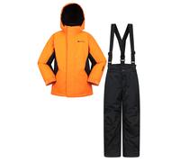 Mountain Warehouse Kids Ski Jacket & Trousers Set - Snowproof Ski Outfit, Front Pockets, Fleece Lined Skiwear, Integrated Snowskirt - Best for Winter Snowboarding Orange (01) Kids Size 5-6 Years