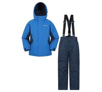 Mountain Warehouse Kids Ski Jacket & Trousers Set - Snowproof Ski Outfit, Front Pockets, Fleece Lined Skiwear, Integrated Snowskirt - Best for Winter Snowboarding Blue (01) Kids Size 7-8 Years