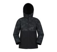 Mountain Warehouse Kids Unisex 'Exodus' Softshell Jacket Fleece Lined Wind & Water Resistant Breathable Coat Black - Size 11-12Y