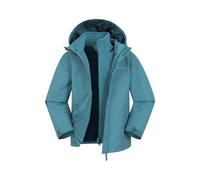 Mountain Warehouse Kids Unisex 'Fell' 3 in 1 Jacket with Pockets Water Resistant Hooded Coat Teal - Size 2-3Y