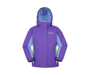 Mountain Warehouse Kids Unisex 'Honey' Ski Jacket Adjustable Cuffs Snow proof Fleece Lined Winter Coat Purple - Size 2-3Y