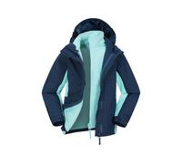 Mountain Warehouse Kids Unisex 'Lightning' 3 in 1 Waterproof Jacket Inner Fleece Full Zip Hood Winter Coat Navy - Size 9-10Y