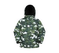 Mountain Warehouse Kids Unisex 'Mogal' Printed Ski Jacket Fleece Lined Snowproof Winter Coat Dark Green - Size 3-4Y