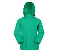 Mountain Warehouse Kids Unisex 'Pakka' Jacket Waterproof Wind Resistant Stylish Travelling Hooded Coat Green Polyamide - Size 13Y