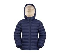 Mountain Warehouse Kids Unisex 'Seasons' Padded Jacket with Side Pockets Fur Lined Water Resistant School Coat Navy - Size 9-10Y