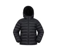 Mountain Warehouse Kids Unisex 'Seasons' Padded Jacket with Side Pockets Fur Lined Water Resistant School Coat Black - Size 3-4Y