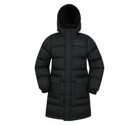 Mountain Warehouse Kids Unisex 'Snow' Longline Jacket Water Resistant Padded Hooded Fleece Lined Black - Size 9-10Y