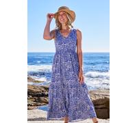 Mountain Warehouse 'Kyoto' Womens Sleeveless Dress Lightweight Stretchy Breathable Summer Maxi Medium Blue Viscose - Size 8 UK